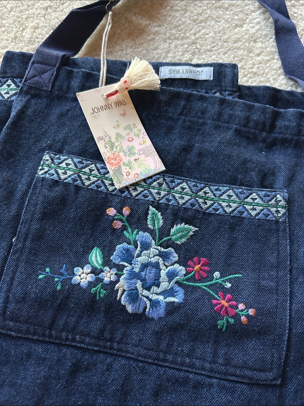 Johnny Was Taymia Embroidered Denim Apron